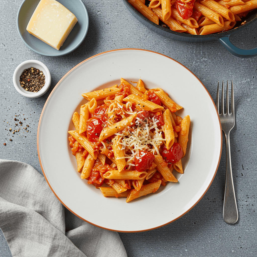 Budget Pasta with Tomato and Cheese Lunch