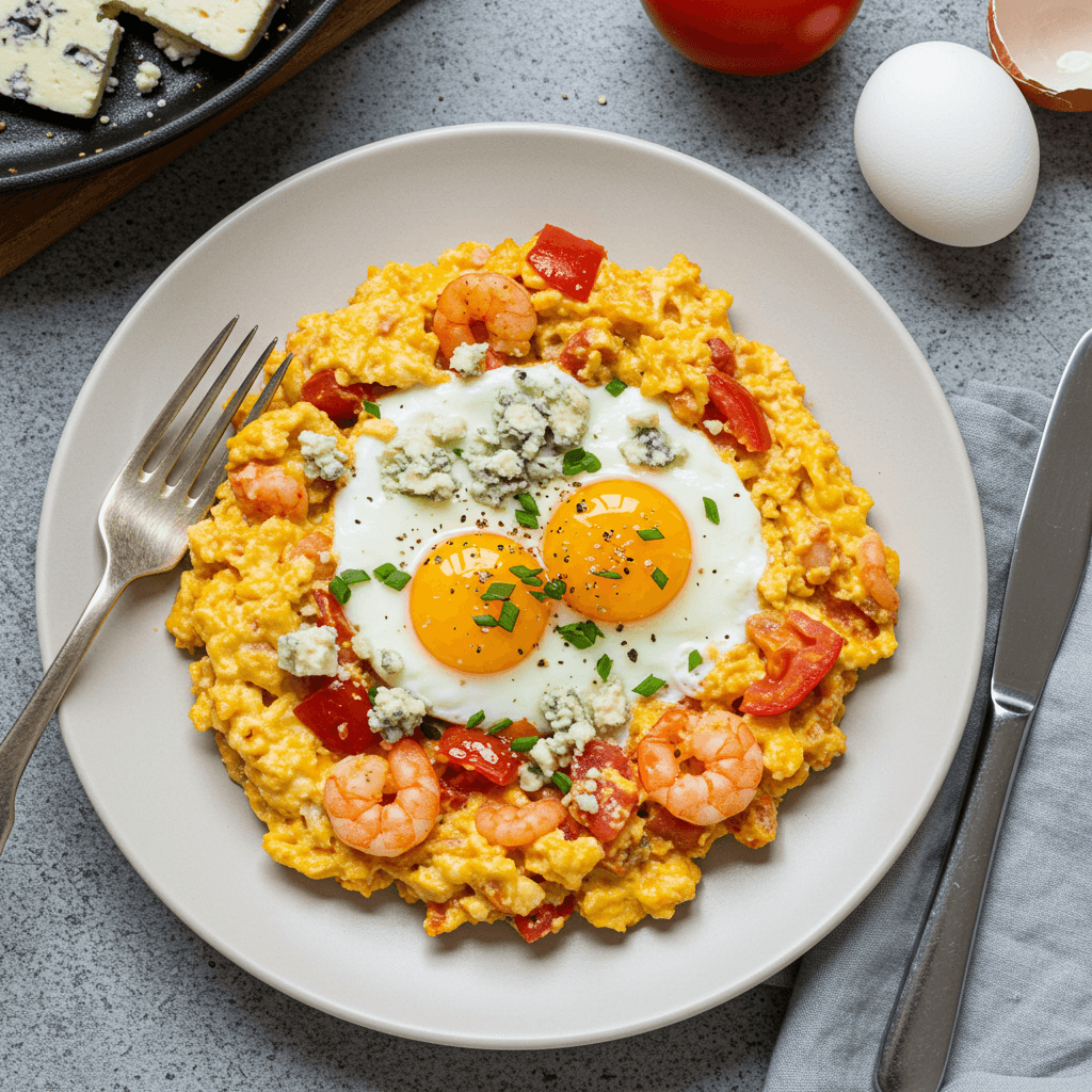 Leftover Pizza Pasta Breakfast Scramble