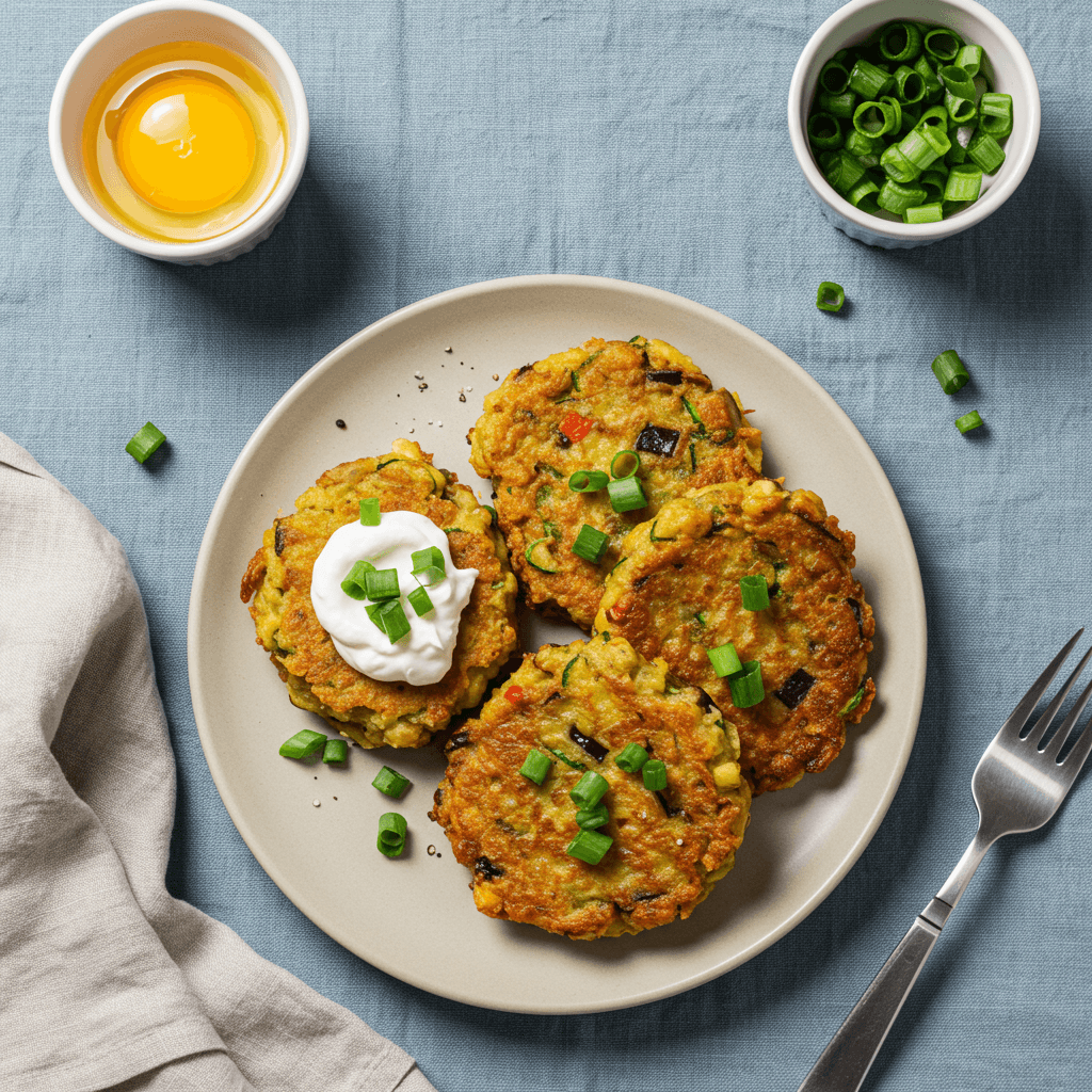 Light Potato Zucchini Eggplant Fritters
