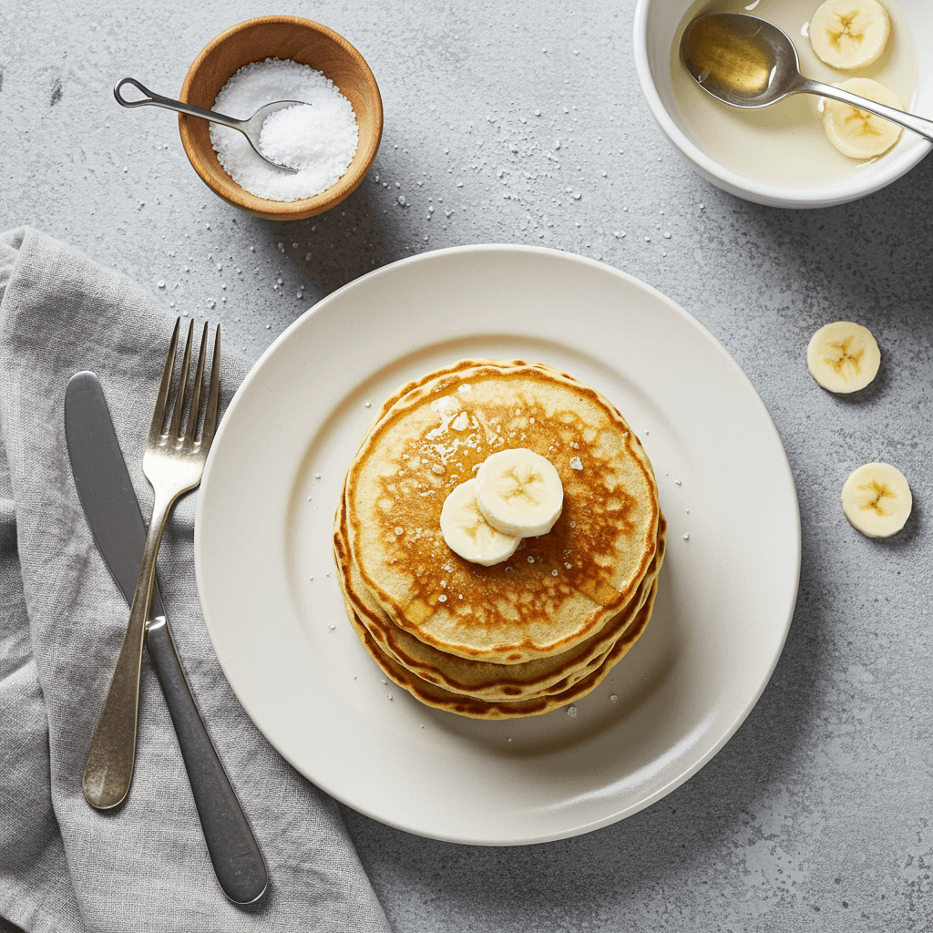 Stack of golden brown vanilla sugar pancakes