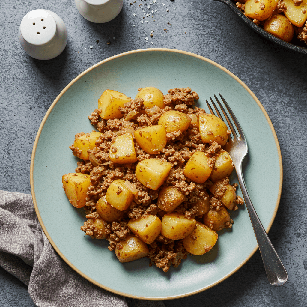 Simple Skillet Potatoes and Meat