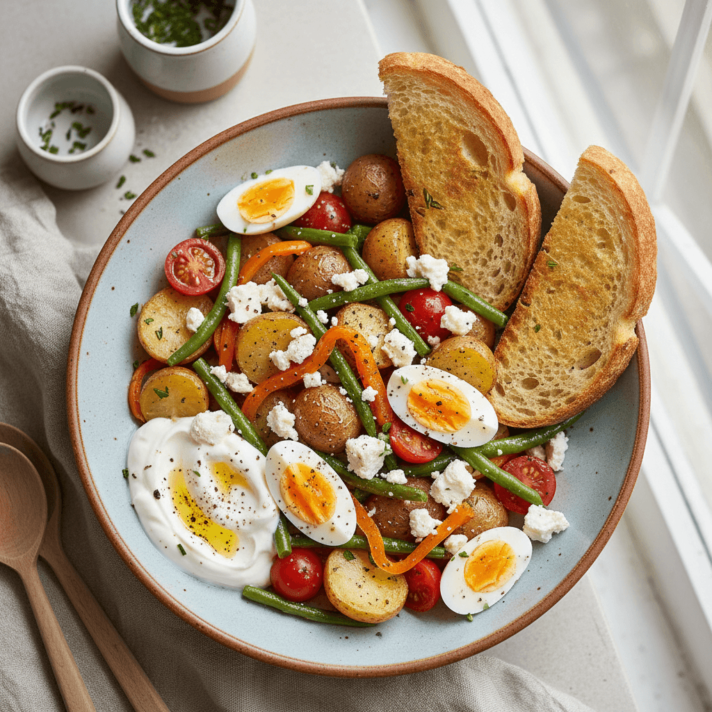 Warm Potato Salad with Eggs and Feta