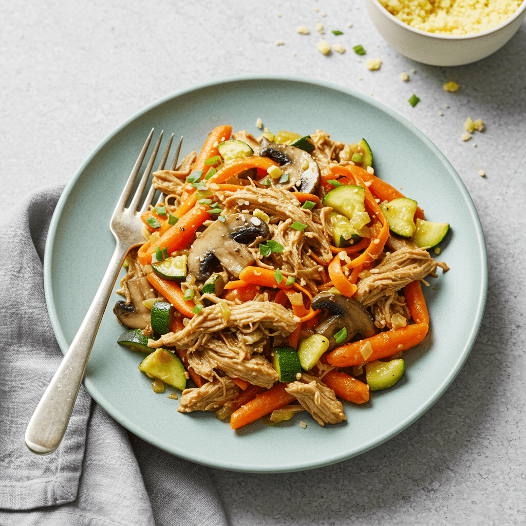 Zesty Pulled Turkey and Veggie Skillet