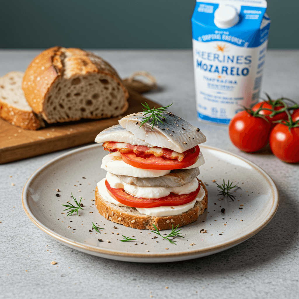 Bacon Herring Tomato Mozzarella Stack