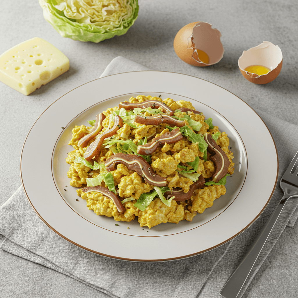Crispy Pork Ear Cabbage Egg Scramble