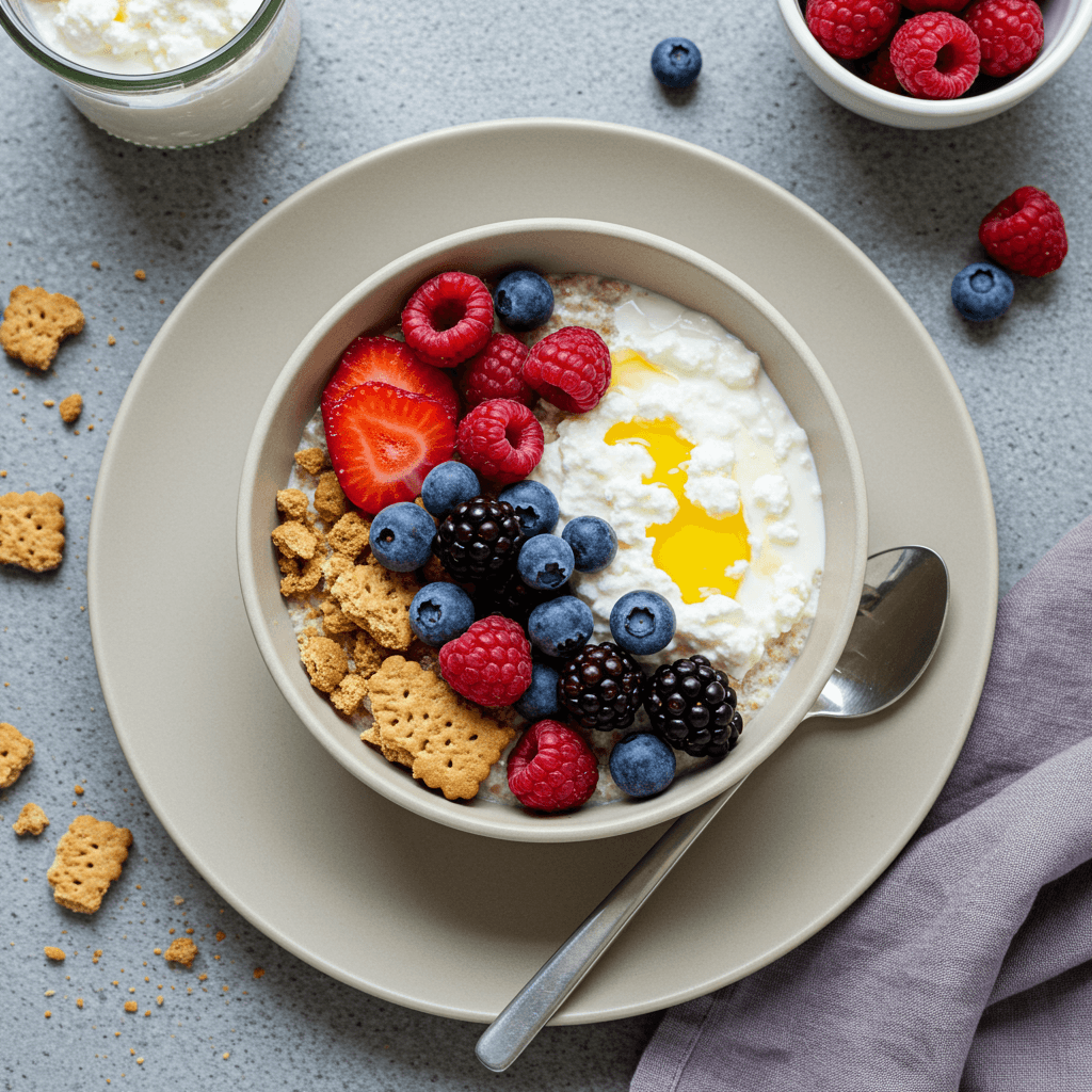 Curd Cheese Biscuit Milk Breakfast Bowl