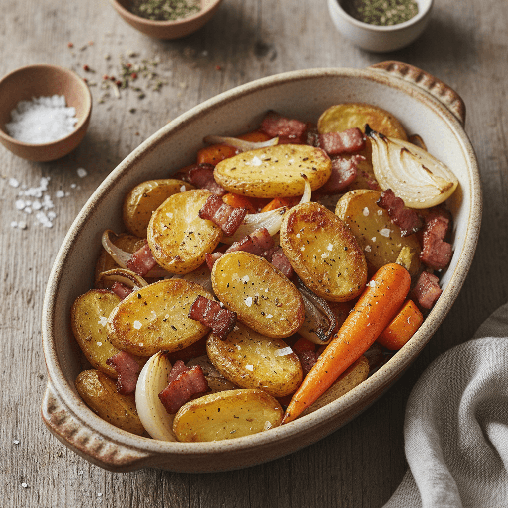 Fried Potatoes with Bacon and Vegetables