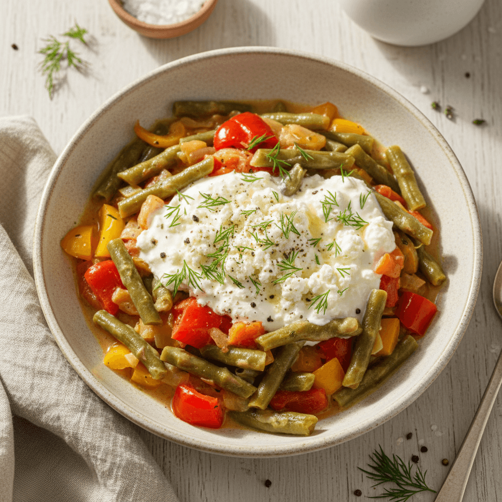 Green Bean and Vegetable Stew with Sour Cream