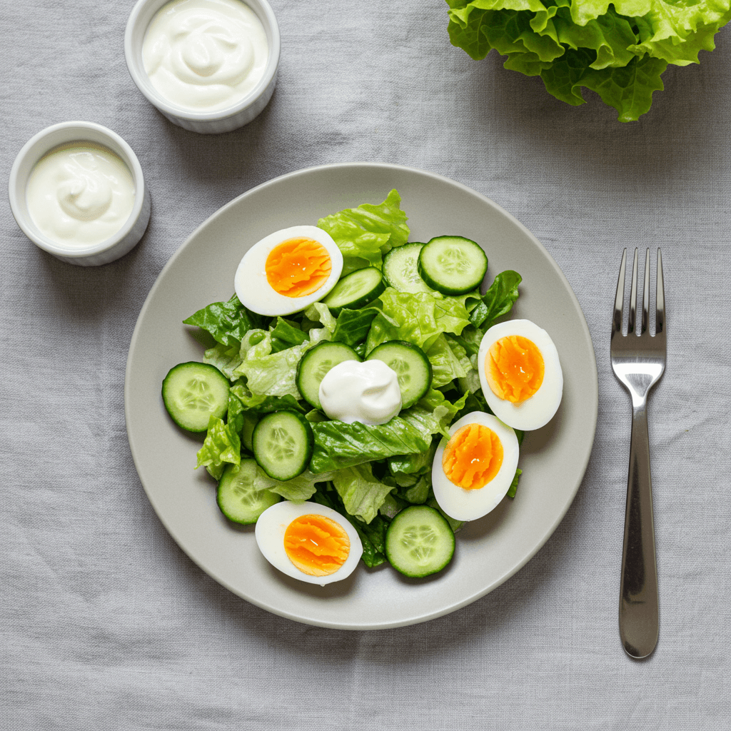 Hard Boiled Egg and Veggie Salad with Creamy Lemon Dressing
