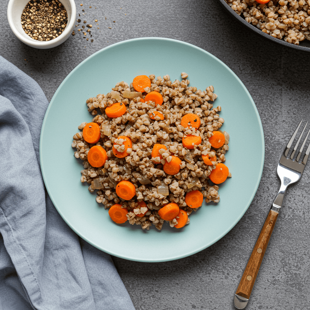Hearty Buckwheat, Carrot, and Onion Skillet