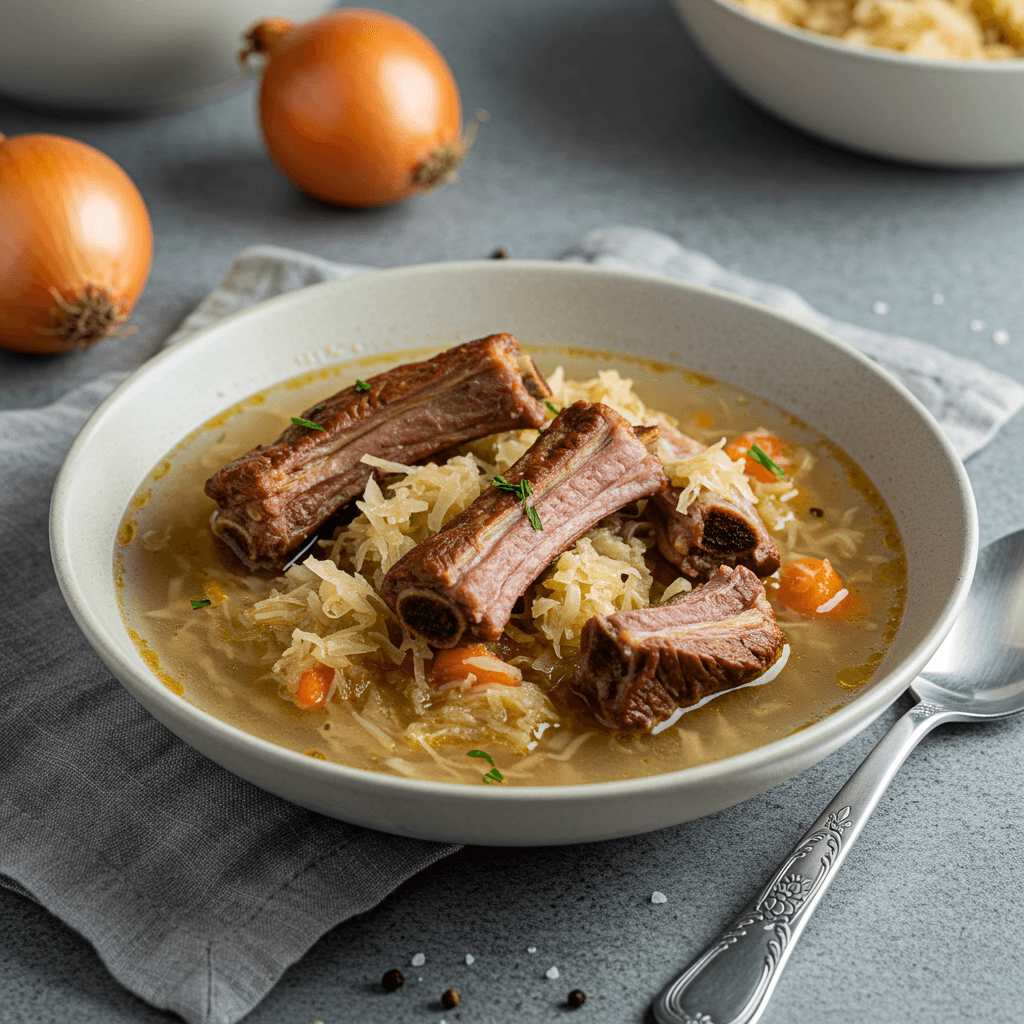 Hearty Rib and Sauerkraut Soup