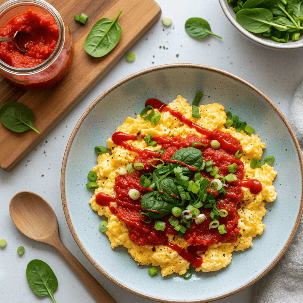 Kiaušinienė su salsa ir žalumynais