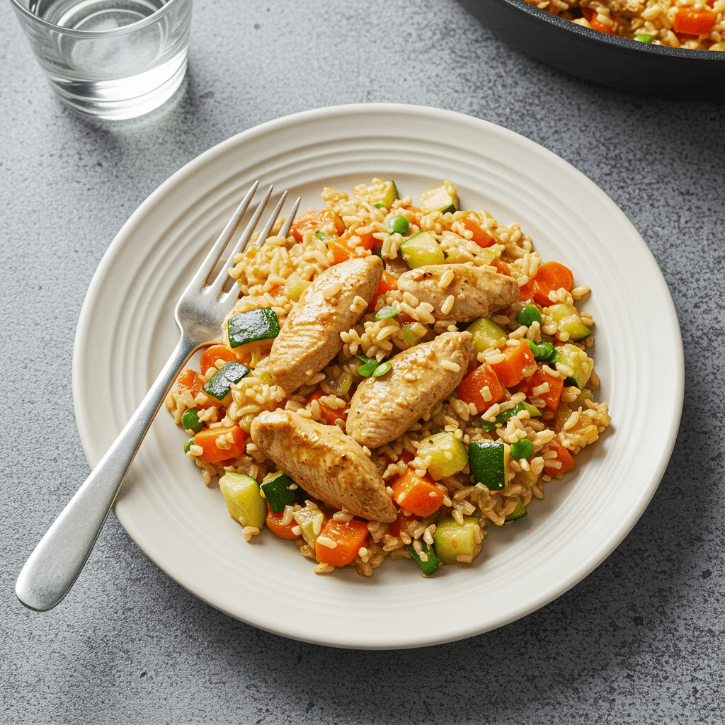 Quick Chicken Veggie Rice Skillet