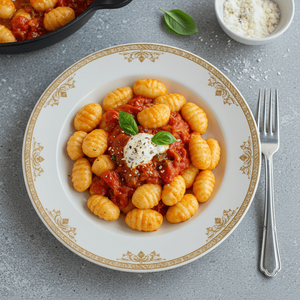 Royal Creamy Tomato Gnocchi with Fresh Mozzarella