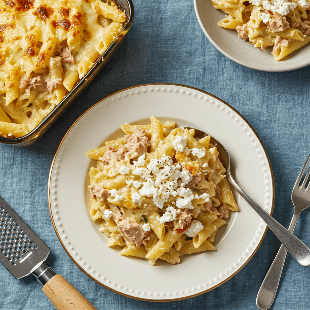 Royal Creamy Tuna Feta Pasta Bake