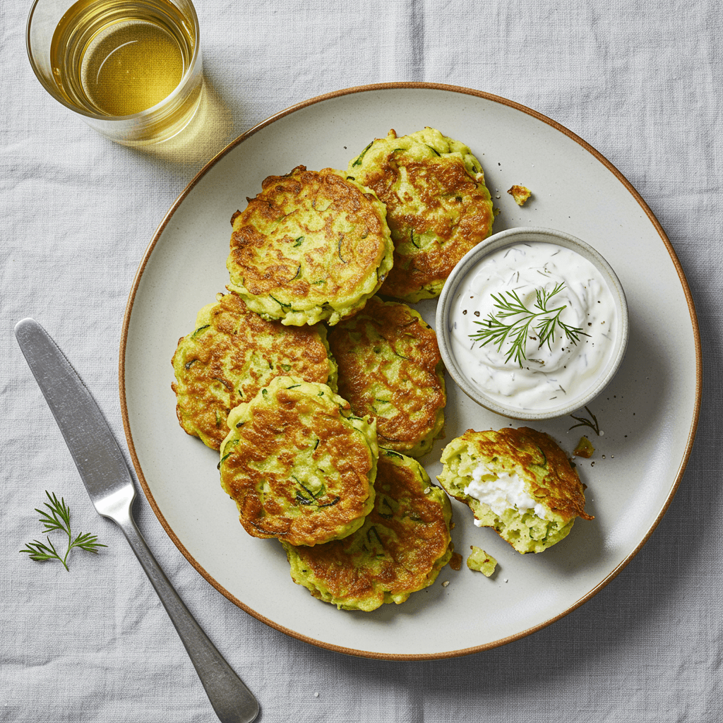Royal Zucchini Fritters with Creamy Curd Dip
