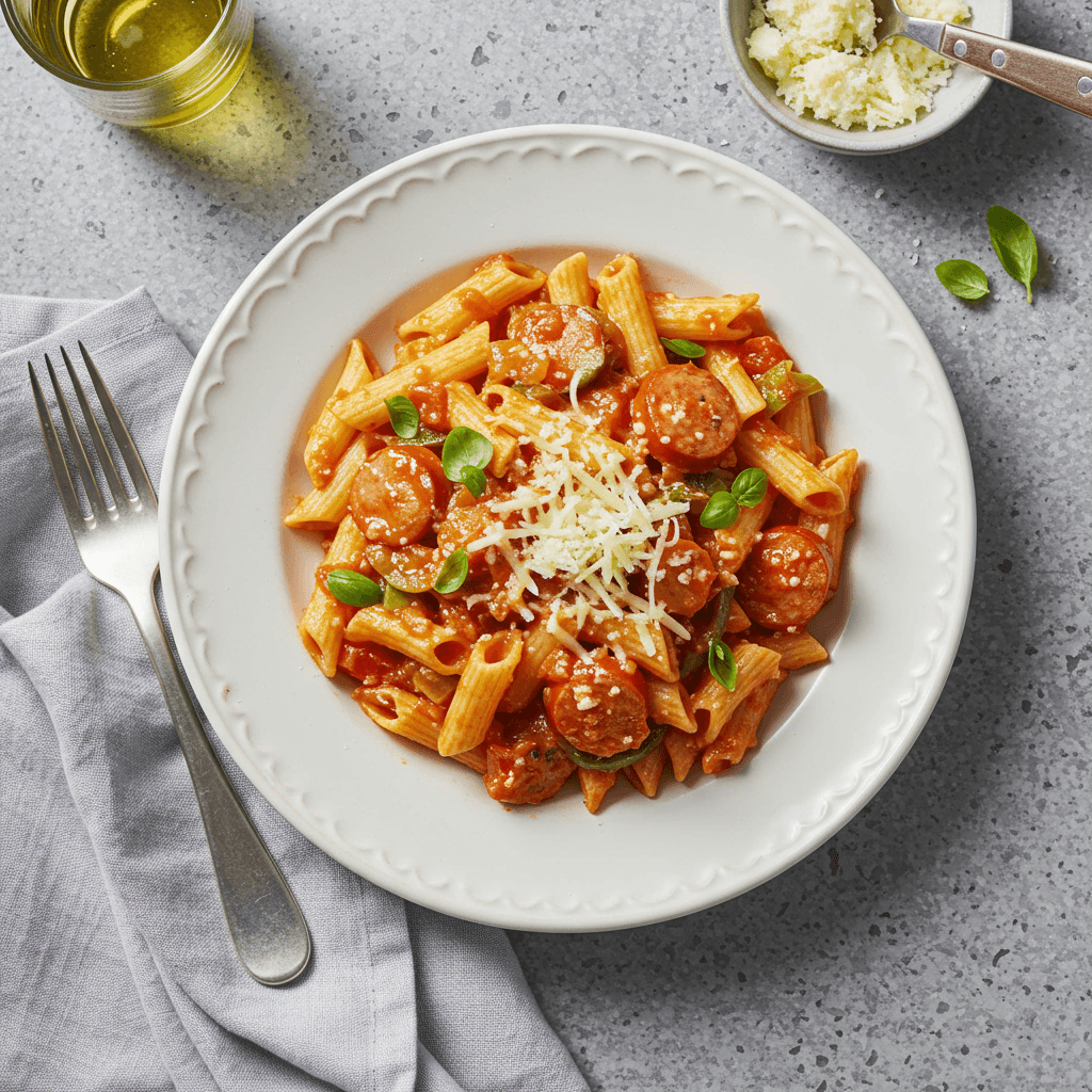 Sausage Tomato Veggie Pasta Lunch