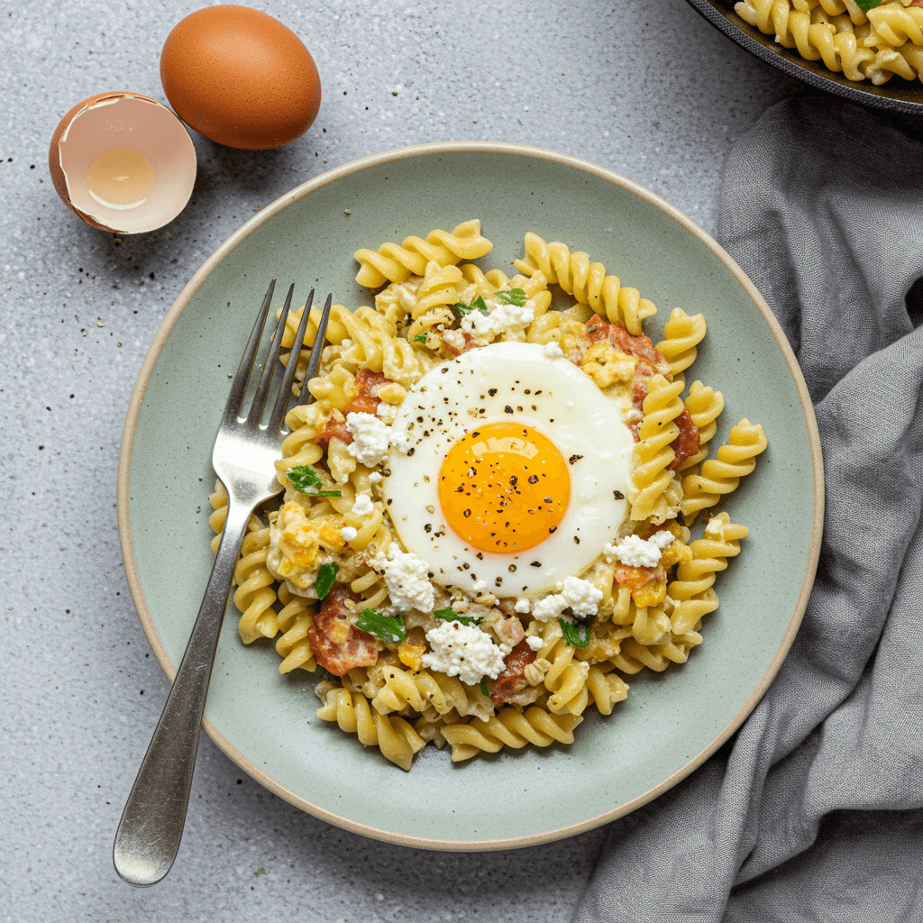 Savory Cottage Cheese Pasta with Egg