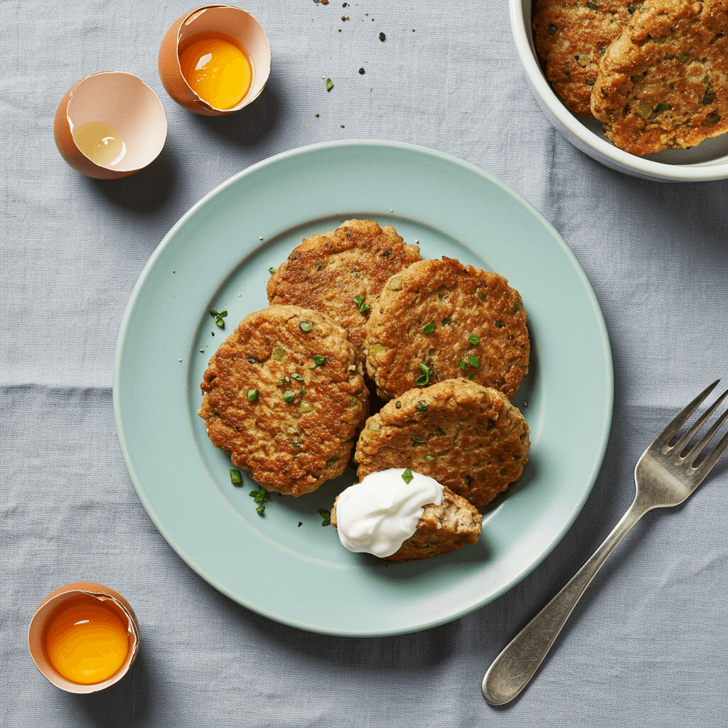 Simple Pork Mince Fritters with Sour Cream Lunch
