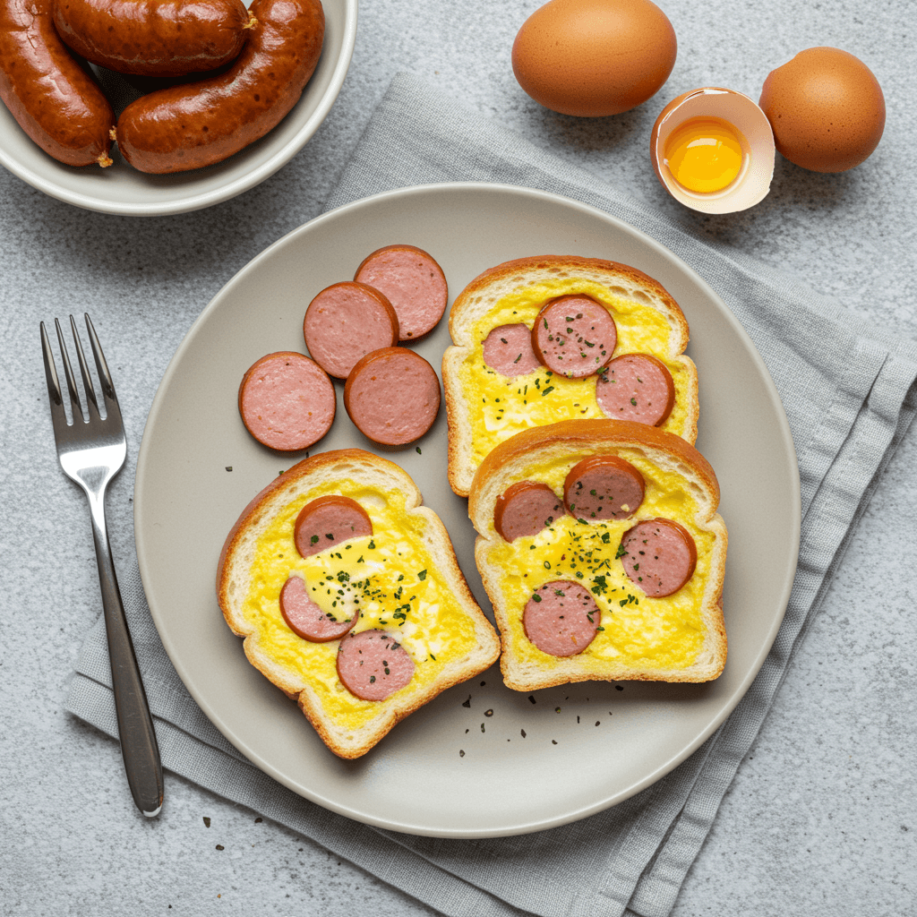 Simple Sausage Egg and Bread Breakfast