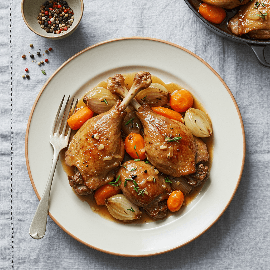 Slow-Braised Duck Legs with Orange and Herbs